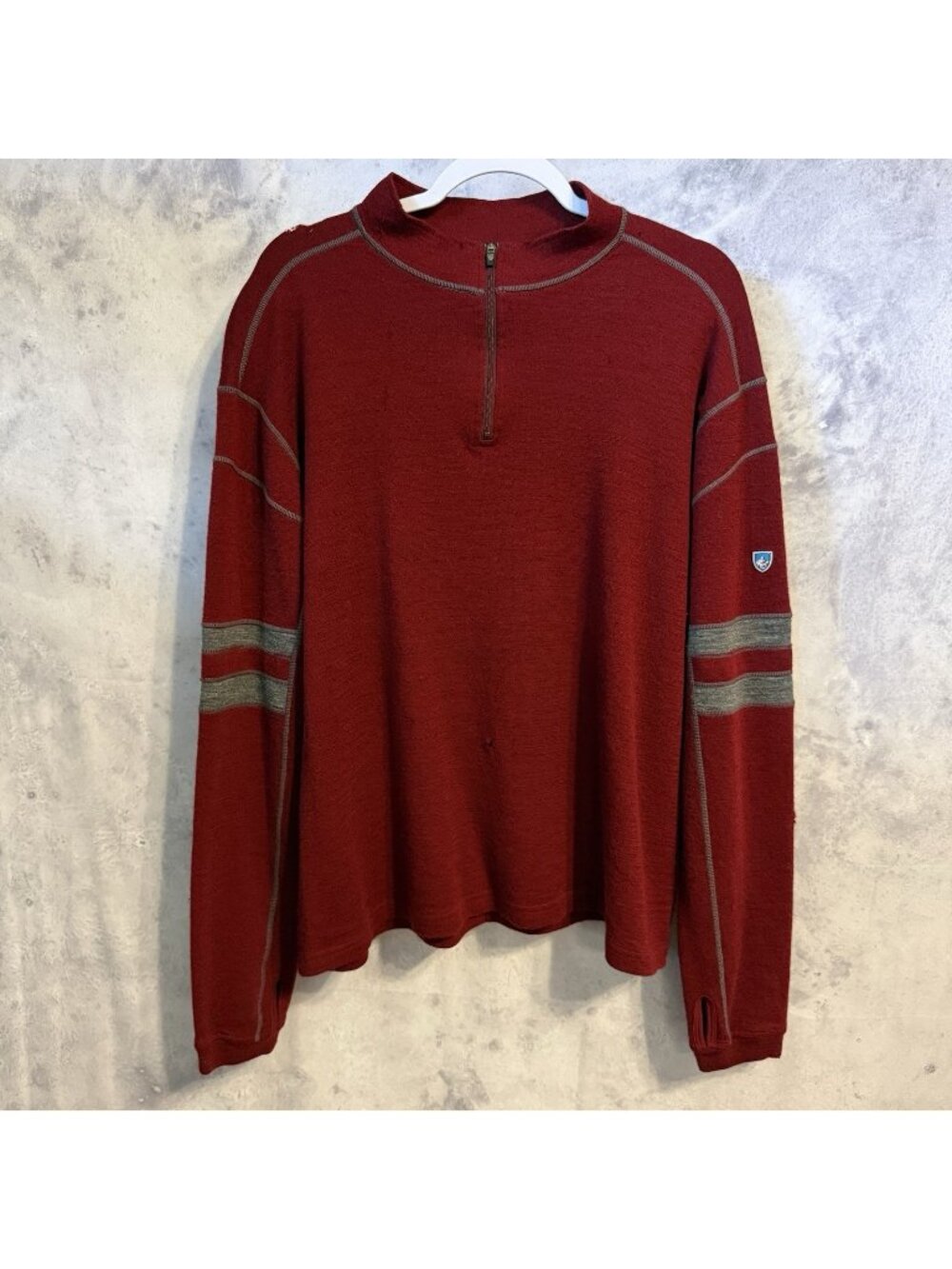Kuhl 1/4 Zip Long Sleeve Shirt Mens 2XL XXL Maroon Red Merino Wool